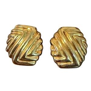 Paolo Gucci Gold-tone Ribbed Clip-back Earrings, Vintage